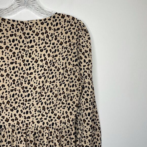 J CREW Womens Brown Leopard Button Front Midi Dress NEW $148 Long Sleeve SZ: 2 - Picture 8 of 11